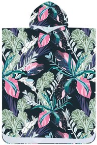 Ponczo plażowe NIGHT BLOSSOM czarne 80x145 cm