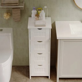 Szafka łazienkowa wąska słupek regał biały z szufladami półka skandynawski