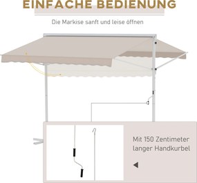 Outsunny markiza stojąca markiza ogrodowa ze składanym ramieniem taras beżowy 3x3 m