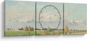 Obraz - Camille Pissarro, Landscape, Ile de France, reprodukcje (z zegarem) (90x30 cm)
