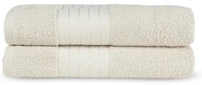 Beżowe bawełniane ręczniki kąpielowe frotte zestaw 2 szt. 70x140 cm – Good Morning