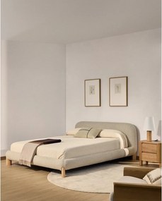 Beżowe tapicerowane łóżko dwuosobowe bez stelaża 160x200 cm Odina – Kave Home