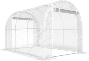 Outsunny Tunel foliowy (polytunnel), szklarnia z możliwością wejścia z ocynkowanym stalowym stelażem i odpornym na UV pokryciem PE, przezroczysta | Aosom PL