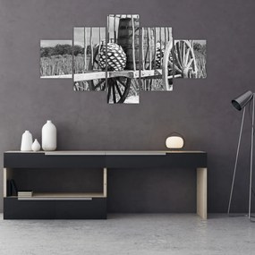 Obraz - Przyczepka, czarno - biały (125x70 cm)