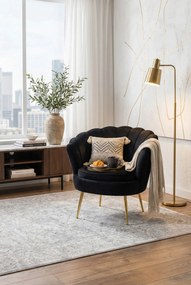 Czarny fotel muszelka w stylu glamour A7-K90