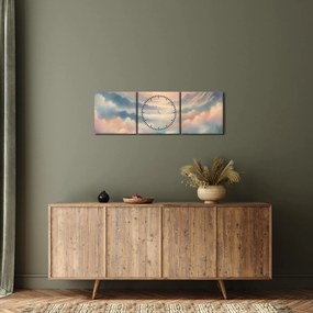 Obraz - Chmury (z zegarem) (90x30 cm)