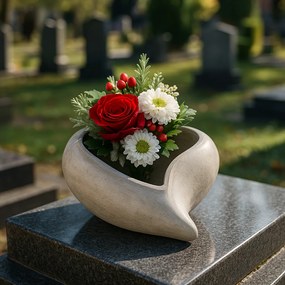 Opakowanie kwiatowe na kwiaty - kształt serca,poliresina, szary