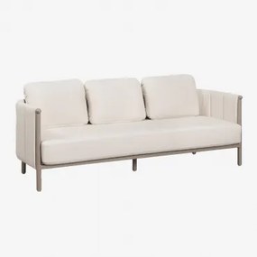 Sofa Ogrodowy 3-osobowy Z Bouclé I Aluminium Boleni Bukla Biała Gardenia - Sklum