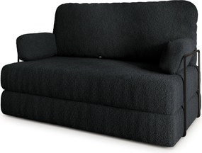 Masseno Sofa piankowa KESTE z funkcją spania, Kanapa z pianki do salonu, Bezmontażowa, Tkanina bucle – Czarny QUELLE 100