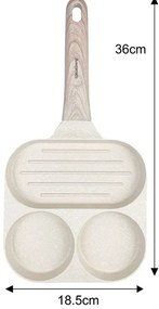 Kremowa 3 komorowa patelnia do smażenia jajek C6-C65