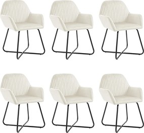 Zestaw 6 krzeseł jadalnych z kremowym aksamitem z podłokietnikami