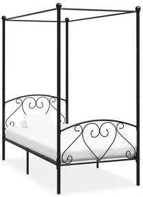 Czarne Metalowe Łóżko Z Baldachimem 120X200 Cm R5-R19