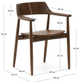 Brązowe krzesło z litego drewna dębowego Fondes – Kave Home