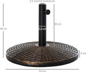 Outsunny stojak podstawa do parasola 25kg imitacja rattanu antyk brąz stabilny i elegancki | Aosom PL