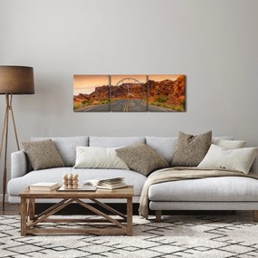 Obraz drogi i skał (z zegarem) (90x30 cm)