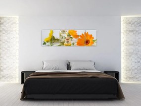 Obraz pomarańczowych kwiatów (170x50 cm)