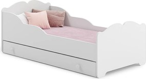 Łóżko dziecięce Anna 160x80 cm białe z szufladą, materac 7 cm i stelaż FLEX, wzmocnione zabezpieczenia