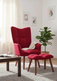 Czerwony fotel wypoczynkowy z podnóżkiem D8-R86