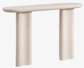 Konsola Owalna Do Przedpokoju 120x35 Cm Z Mdf Breoniz Kremowa Tapioca - Sklum