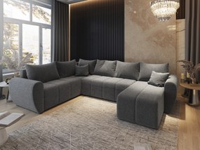Masseno Narożnik MADISON z funkcją spania i pojemnikiem na pościel Narozniki U, Rozkładana sofa - Jasnoszary, SAWANA 21