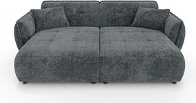 Ciemnoszara sofa z tkaniny szenilowej z szezlongiem 252 cm Nelia Big – Ropez