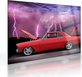 Obraz na szkle - czerwone auto (70x50 cm)