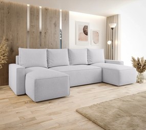 Jasnoszary rozkładany narożnik U z pojemnikiem T5-K40