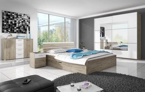 Łóżko BETA 160x200 san remo/białe z szufladami HELVETIA