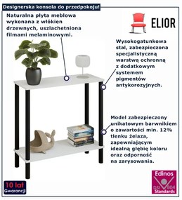 Biała konsola do salonu na czarnym stelaż K8-P33