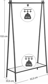 Wielofunkcyjny wieszak na ubrania STEEW 92,5x153 cm czarny