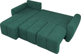 Rozkładana narożna sofa SEVIO 246x145 cm, butelkowozielona, uniwersalna + 2 poduszki GRATIS