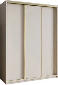 Szafa Przesuwna NISSE 150 cm Szafa Trzydrzwiowa z Szufladami Kaszmir / Złote Profile