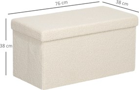 HOMCOM Stołek do przechowywania, ławka z miejscem i pokrywą do salonu, sypialni, przedpokoju, Kremowy