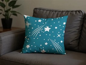 Zestaw 2 szt. dekoracyjnych poszewek na poduszki z mikrofibry NOCNE NIEBO 45x45 cm, turkusowy