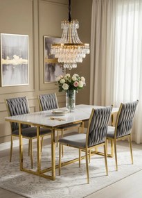 Szare welurowe krzesło plecione glamour E4-L07