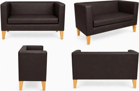 Sofa Monaco : Kolor nogi - Drewno, Kolor tkaniny - EKO-SKÓRA - 19D, Typ tkaniny - Eko-skóra , Wysokość nogi - 15 cm