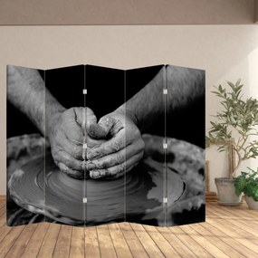 Parawan - Produkcja ceramiki - czarno - biały (210x170 cm)