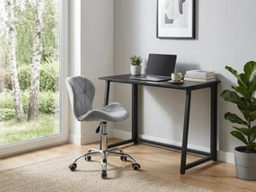 Zestaw do gabinetu ZARIMO stół 80x40 cm, czarny + fotel AVOLA VELVET, jasnoszary