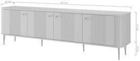 Szafka RTV Vesper 4D 187 cm - kaszmir / orzech / złote nogi