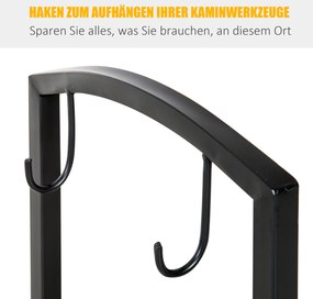 Homcom® Stojak Na Drewno Kominkowe Regał Z Narzędziami Czarny