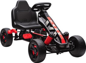 AIYAPLAY Gokart z pedałami, tretauto dla dzieci z hamulcem, antypoślizgowe koła, metalowa rama, 3-6 lat, czerwony