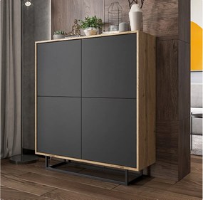 Komoda NILA 4D 113 dąb wotan/grafit mat