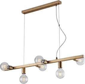 Lampa wisząca Fabian z czarnego i złotego lakierowanego żelaza, 6 świateł, dł. 101 x 16 cali, BL293-6-OR