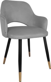 Krzesło Milano tkanina Welur noga metalowa elegancki komfort wnętrza : Kolor nogi - Czarno-złota stożek, Kolor tkaniny - VELVET - MG17, Typ siedziska - Siedzisko stałe