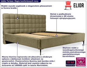 Zielone łóżko tapicerowane małżeńskie oliwkowy Idor - 3 rozmiary