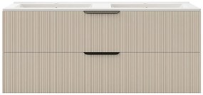 Szafka łazienkowa wisząca  prążkowana - Kolor beżowy - 120 cm - DALIKO