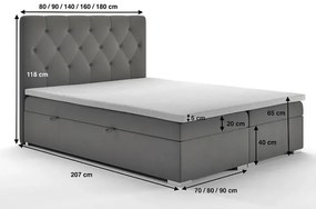 Łóżko boxspring z pojemnikiem Rina 180x200 - 32 kolory