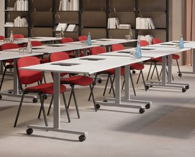 Mobilny stół MATCH, 120x80 cm, czarna podstawa, biały