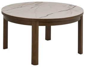 Beżowo-ciemnobrązowy okrągły stolik z ceramicznym blatem ø 90 cm Southampton – Actona