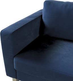 Pokrowiec na sofę Karlstad rozkładaną kolor granatowy tkanina połyskliwa, welwetowa